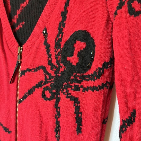 BETSEY JOHNSON Rare vintage Spider Rhinestone sweater Small - Picture 3 of 7